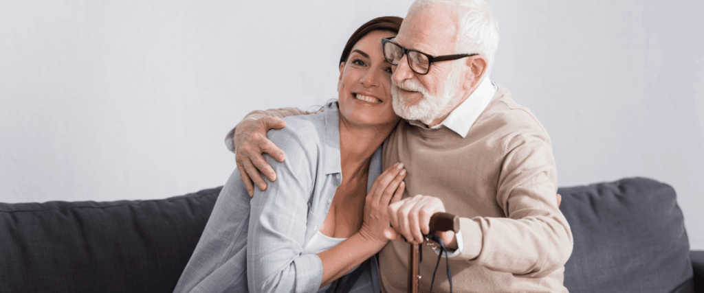 An elderly father with his daughter